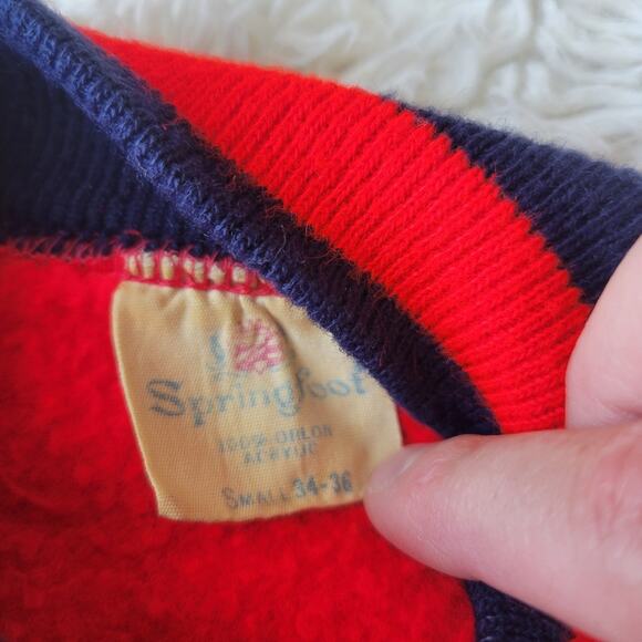 Vintage 60s Springfoot Knit Short Sleeve Top Red Small - Picture 4 of 6